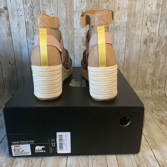 NEW Sorel CAMERON MultiStrap Wedge Sandal Shake Mauve Sea Salt Women's 12 - Picture 3 of 7